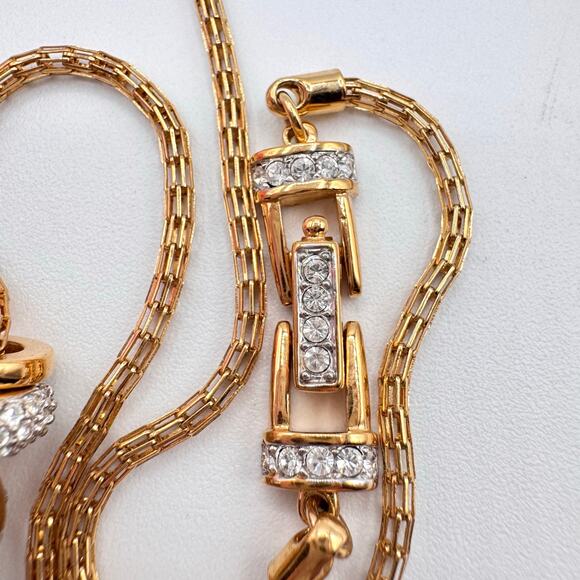 Swarovski Te Kauri Yellow Gold/Rhodium-Plated Crystal Pave Slider Bead Necklace - Picture 5 of 14